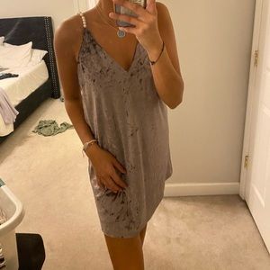 Cute purple velvet pearl detailed dress